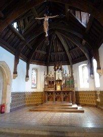 The altar in Rotherwas Chapel. 