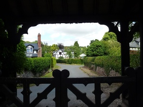 View from the lych gate at Bodenham Church. 