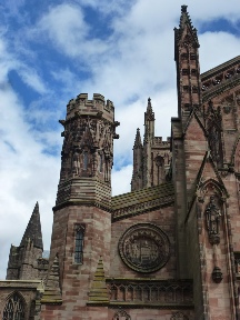 Hereford Cathedral towers.